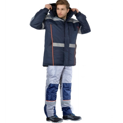 Зимовий робочий костюм на синтепоні: темно-сині брюки з сірим відтінком