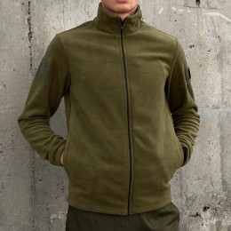 Чоловіча флісова кофта з липучками під шеврони хакі