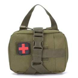 Підсумок-аптечка тактична військова кріплення на MOLLE зі швидким скиданням зеленна